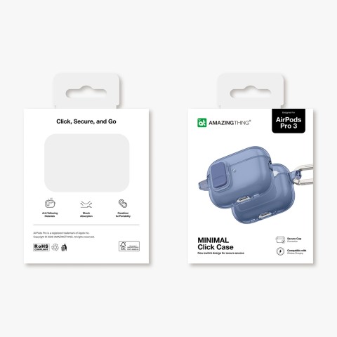 
„AirPods Pro 3“ minimalaus dizaino dėklas – mėlynas
