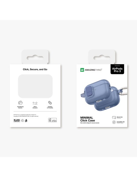 
„AirPods Pro 3“ minimalaus dizaino dėklas – mėlynas
