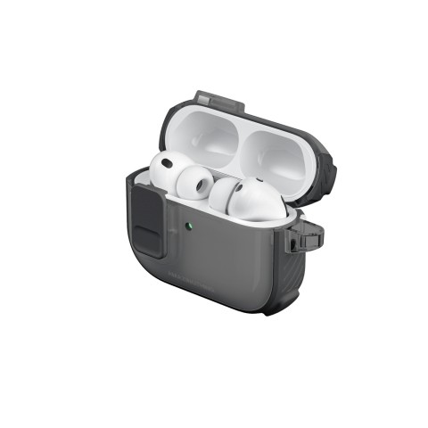 
„AirPods Pro 3 Titan Pro Mag“ dėklas – skaidrus, juodas

