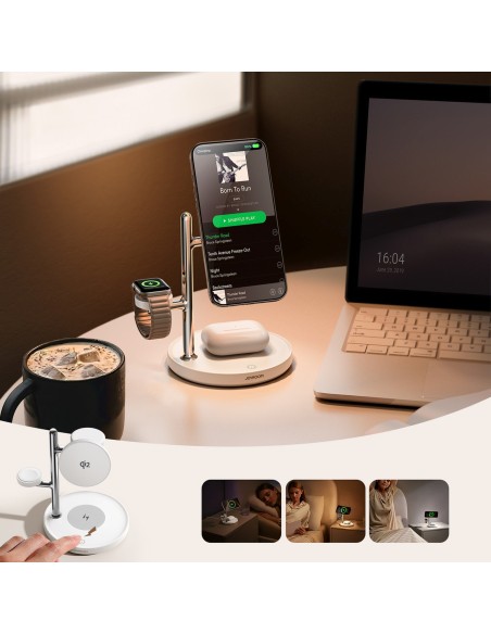 
4 viename indukcinis stalinis įkroviklis „Apple“ įrenginiams su Qi2 lempute – baltas
