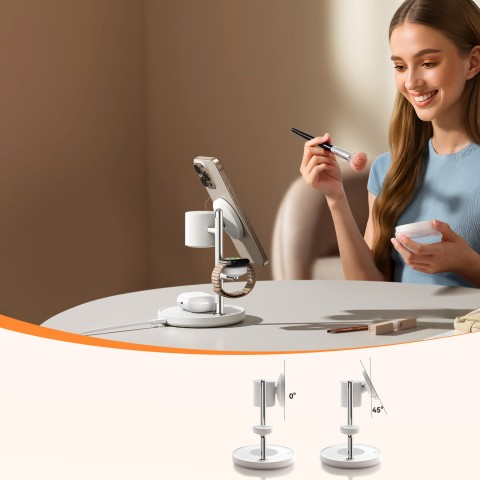 
4 viename indukcinis stalinis įkroviklis „Apple“ įrenginiams su Qi2 lempute – baltas

