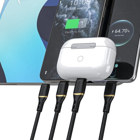 
Minkštas silikoninis pintas laidas USB-A - iPhone Lightning 30W 1m - Juodas
