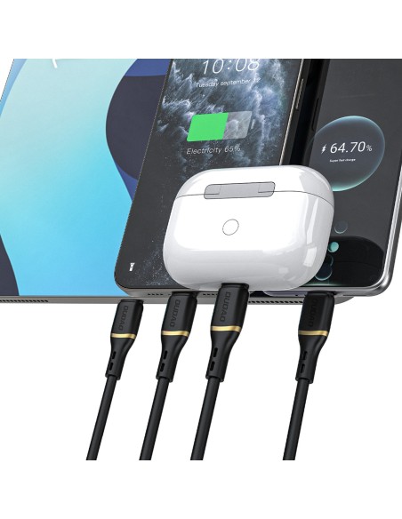 
Minkštas silikoninis pintas laidas USB-A - iPhone Lightning 30W 1m - Juodas
