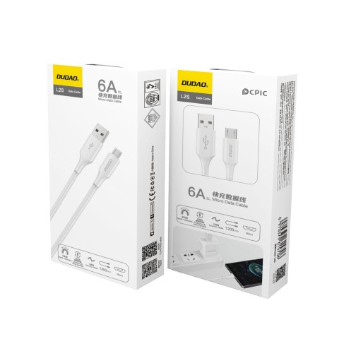
USB-A - micro USB 6A laidas 1,2 m - baltas
