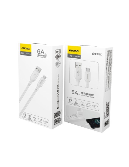 
USB-A - micro USB 6A laidas 1,2 m - baltas
