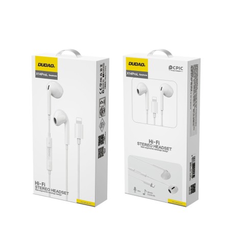 
X14PROL-W1 iPhone Lightning laidinės į ausis įdedamos ausinės – baltos
