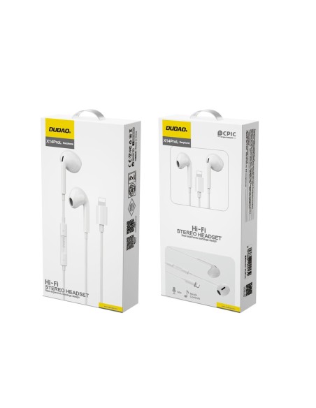 
X14PROL-W1 iPhone Lightning laidinės į ausis įdedamos ausinės – baltos
