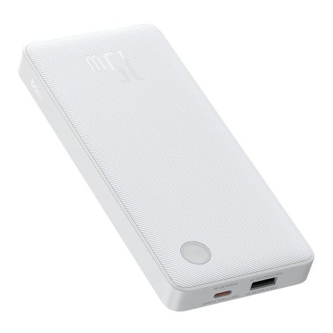 
10000mAh 15W „Airpow Lite“ nešiojamas įkroviklis su USB-A - USB-C laidu, 30 cm, baltas
