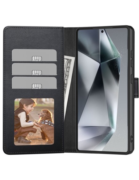 
„Samsung Galaxy S26 Ultra“ piniginės dėklas su stovu – juodas
