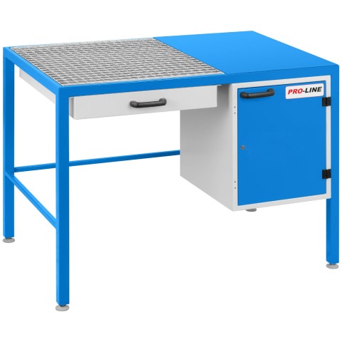 
PRO-LINE 1180x780x850 mm dirbtuvių šlifavimo stalas su dulkių surinkimo stalčiumi ir spintele
