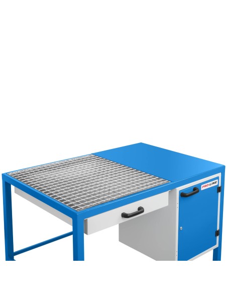 
PRO-LINE 1180x780x850 mm dirbtuvių šlifavimo stalas su dulkių surinkimo stalčiumi ir spintele
