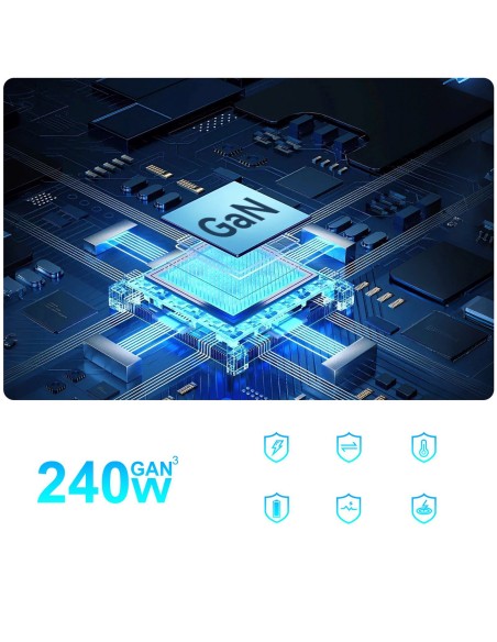 
Stalinė įkrovimo stotelė 4x USB-A 4x USB-C GaN QC3 240W - juoda
