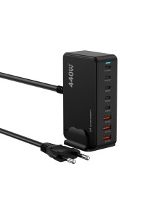 
Stalinė įkrovimo stotelė 3x USB-A 5x USB-C GaN QC3 440W - juoda

