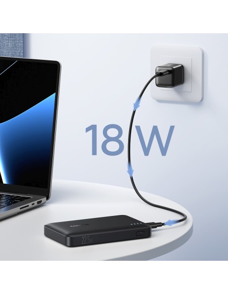
Išorinė baterija 10000mAh 22.5W EnerFill FP21 USB-A USB-C su USB-C laidu - juoda
