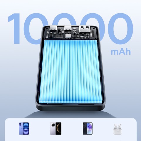 
Išorinė baterija 10000mAh 22.5W EnerFill FP21 USB-A USB-C su USB-C laidu - juoda
