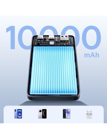 
Išorinė baterija 10000mAh 22.5W EnerFill FP21 USB-A USB-C su USB-C laidu - juoda

