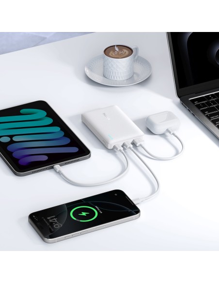 
Išorinė baterija 10000mAh 22.5W EnerFill FP21 USB-A USB-C su USB-C laidu - balta
