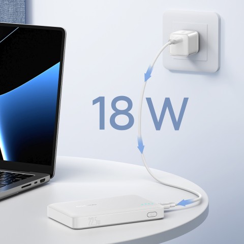 
Išorinė baterija 10000mAh 22.5W EnerFill FP21 USB-A USB-C su USB-C laidu - balta
