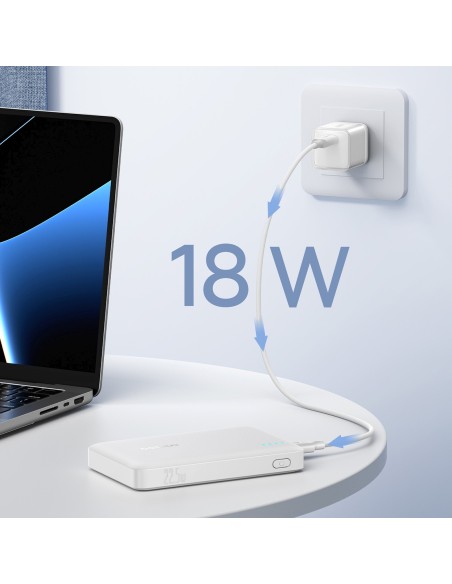 
Išorinė baterija 10000mAh 22.5W EnerFill FP21 USB-A USB-C su USB-C laidu - balta
