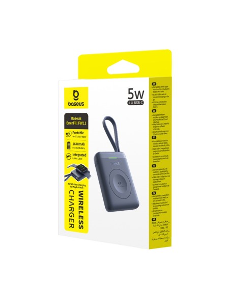 
1640 mAh 5W „EnerFill FW11“ nešiojama baterija, skirta „Apple Watch“ su integruotu laidu - juoda
