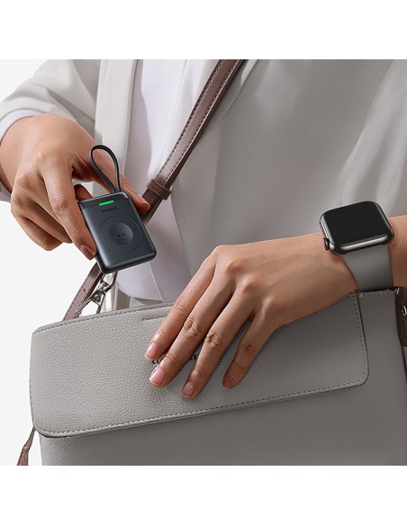 
1640 mAh 5W „EnerFill FW11“ nešiojama baterija, skirta „Apple Watch“ su integruotu laidu - juoda
