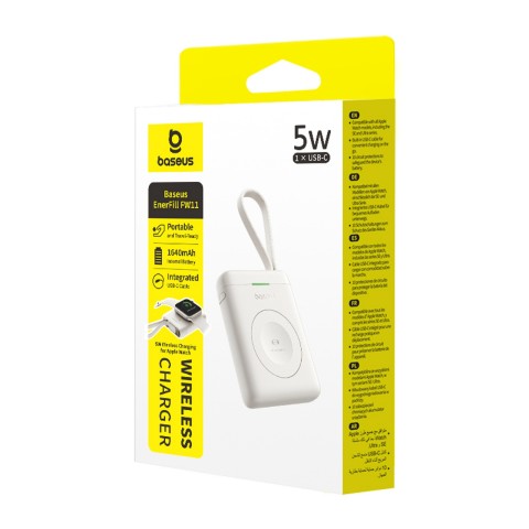 
1640 mAh 5W „EnerFill FW11“ nešiojama baterija, skirta „Apple Watch“ su integruotu laidu – balta
