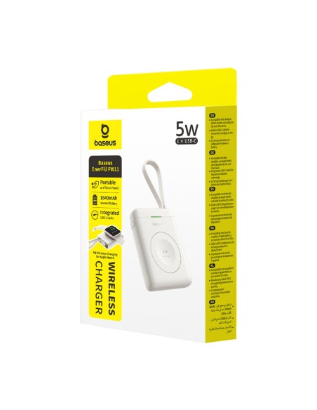 
1640 mAh 5W „EnerFill FW11“ nešiojama baterija, skirta „Apple Watch“ su integruotu laidu – balta
