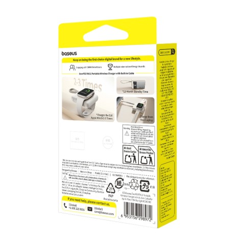
1640 mAh 5W „EnerFill FW11“ nešiojama baterija, skirta „Apple Watch“ su integruotu laidu – balta
