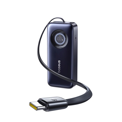
20000mAh 67W nešiojama baterija su ištraukiamu USB-C laidu – juoda
