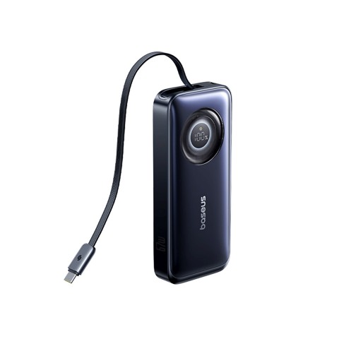 
20000mAh 67W nešiojama baterija su ištraukiamu USB-C laidu – juoda
