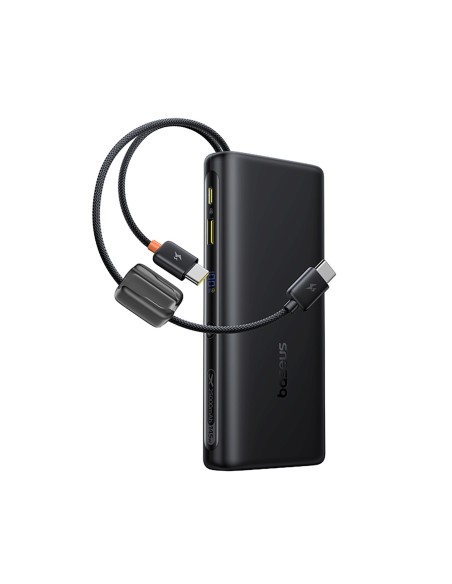 
25000mAh 145W išorinė baterija su ekranu ir integruotais USB-C laidais - juoda
