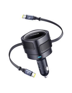 
Automobilinis įkroviklis su ištraukiamais USB-C laidais, 60 W – juodas

