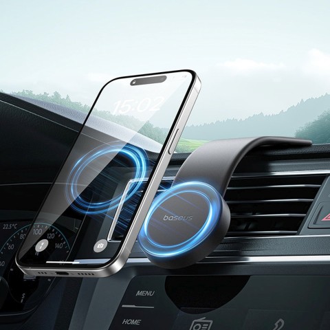 
Magnetinis telefono laikiklis automobiliui, tvirtinamas prie prietaisų skydelio, lipnus - juodas
