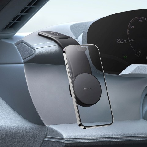 
Magnetinis telefono laikiklis automobiliui, tvirtinamas prie prietaisų skydelio, lipnus - juodas
