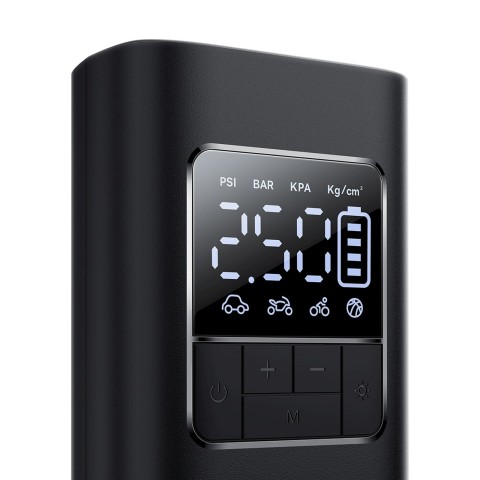 
Baterijomis maitinamas kompresorius, padangų pompa su ekranu, 50 W, 4000 mAh - juodas
