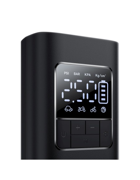 
Baterijomis maitinamas kompresorius, padangų pompa su ekranu, 50 W, 4000 mAh - juodas
