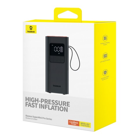 
Baterijomis maitinamas kompresorius, padangų pompa su ekranu, 50 W, 4000 mAh - juodas

