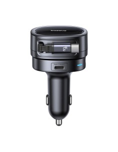 
USB-A USB-C automobilinis įkroviklis su ištraukiamu USB-C laidu, 60 W – juodas
