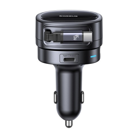 
USB-A USB-C automobilinis įkroviklis su ištraukiamu USB-C laidu, 60 W – juodas
