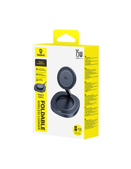 
Sulankstomas 15 W indukcinis įkroviklis su 20 W sieniniu įkrovikliu ir USB-C laidu – juodas
