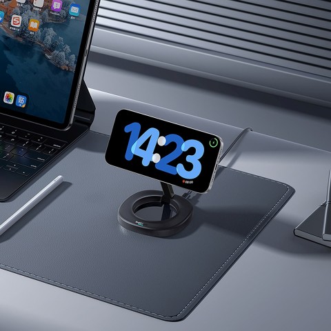 
Sulankstomas 15 W indukcinis įkroviklis su 20 W sieniniu įkrovikliu ir USB-C laidu – juodas
