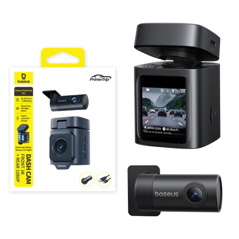 
„PrimeTrip VD1“ 2K+1080p automobilio vaizdo registratorius – juodas
