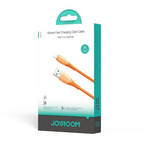 
USB-A laidas – „iPhone Lightning Vibrant“ serijos 3A 1,2 m – oranžinis
