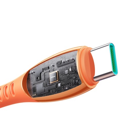 
„Vibrant“ serijos 3A USB-A - USB-C laidas 1,2 m - oranžinis
