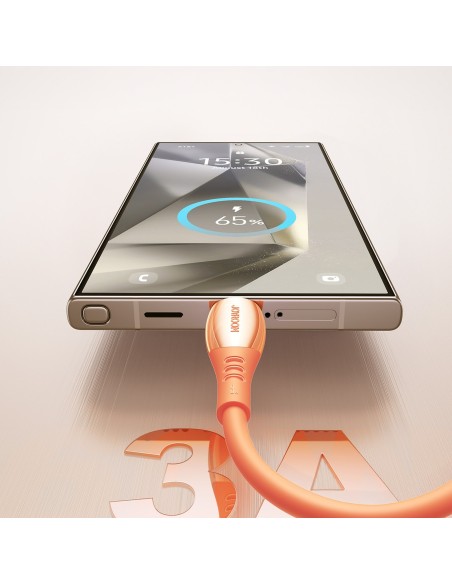 
„Vibrant“ serijos 3A USB-A - USB-C laidas 1,2 m - oranžinis
