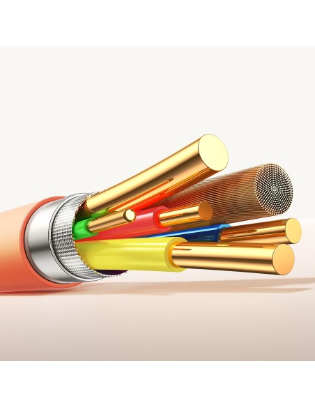 
„Vibrant“ serijos 3A USB-A - USB-C laidas 1,2 m - oranžinis
