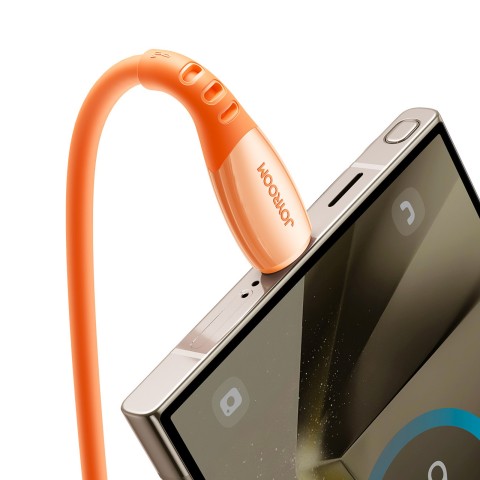 
„Vibrant“ serijos 3A USB-A - USB-C laidas 1,2 m - oranžinis
