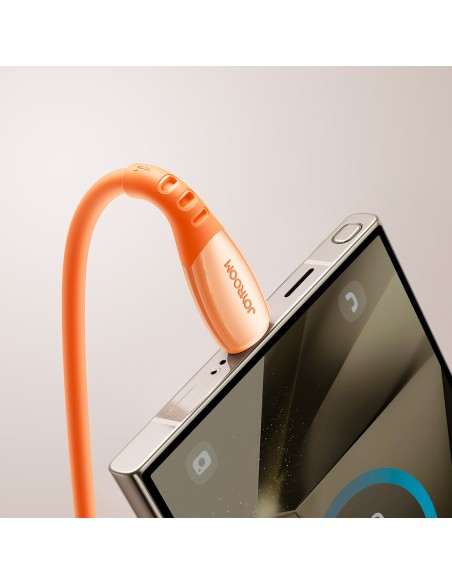 
„Vibrant“ serijos 3A USB-A - USB-C laidas 1,2 m - oranžinis
