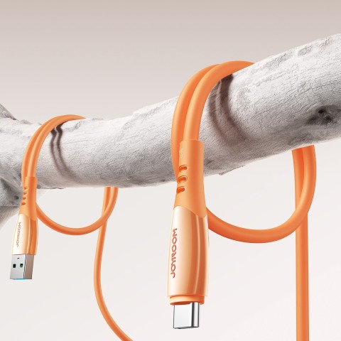 
„Vibrant“ serijos 3A USB-A - USB-C laidas 1,2 m - oranžinis
