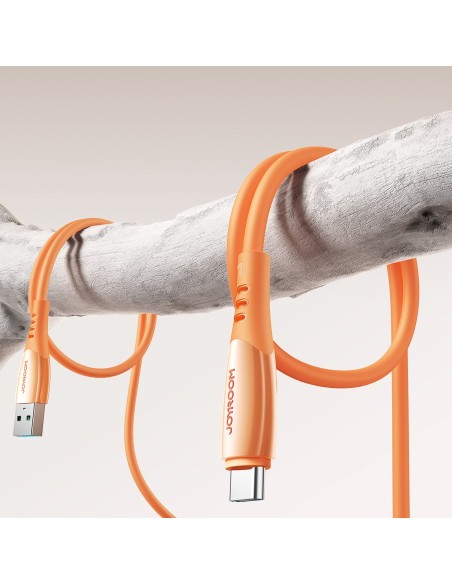 
„Vibrant“ serijos 3A USB-A - USB-C laidas 1,2 m - oranžinis
